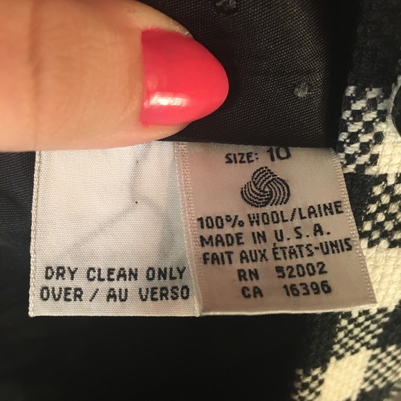 Vintage Union Made Liz Claiborne Wool Black & White Plaid Blazer Jacket Size 10 - Picture 13 of 16
